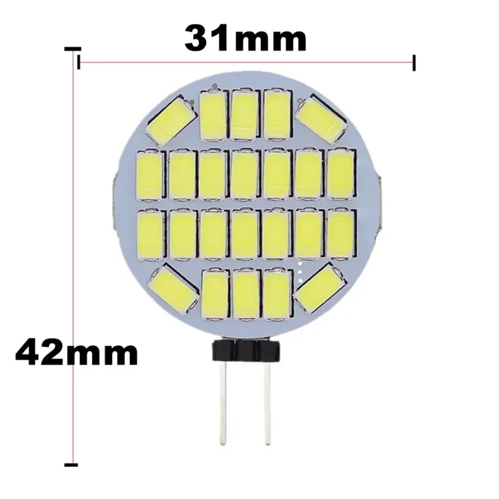 Bombilla LED redonda G4, lámpara halógena de alto brillo, 12V, SMD5370, 24 Led