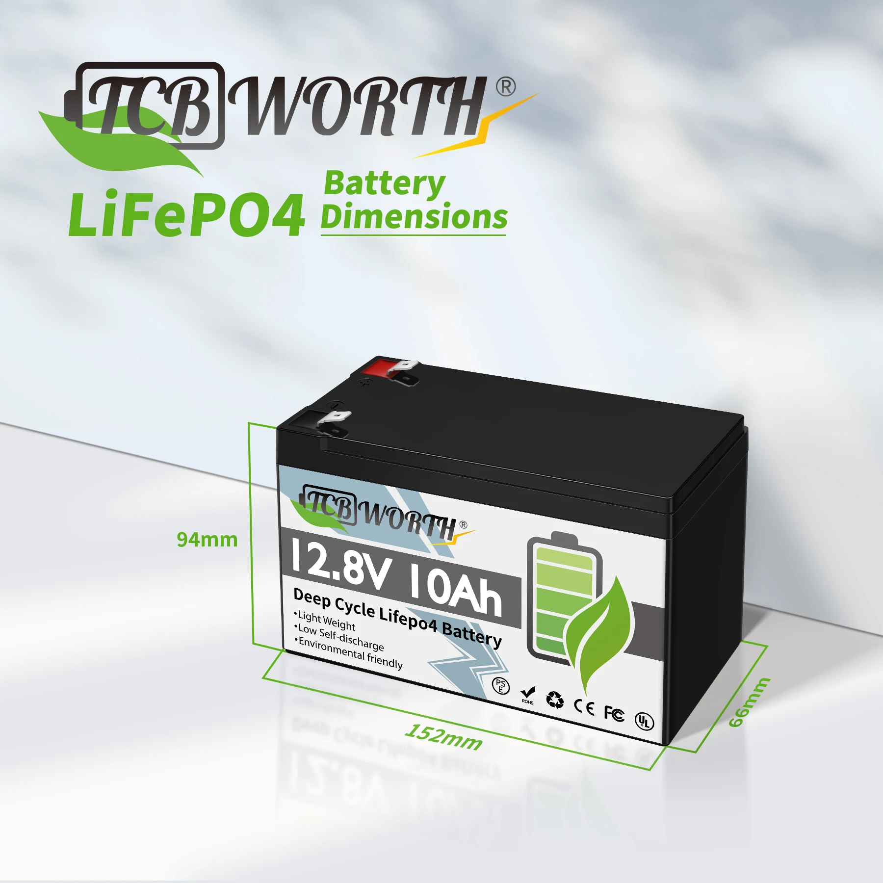 

12V 10Ah Lithium LiFePO4 Battery, 4000+ Cycles Rechargeable Battery, With BMS, Lithium Iron Phosphate for Solar/Wind Power,Toy