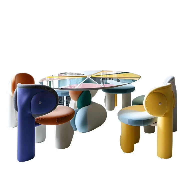 

Dopamine dining table dining chair art creative furniture multi-color solid wood single chair