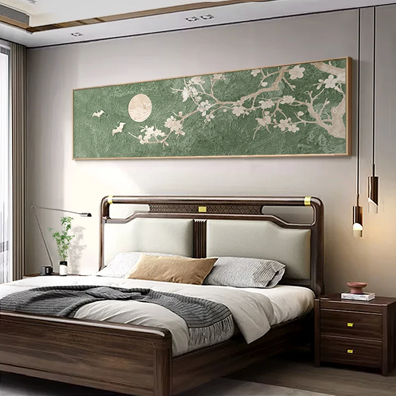 New Chinese Bamboo Canvas Poster Cream Style Wall Art Painting Good Meaning Bedroom Living Room Background Horizontal Print