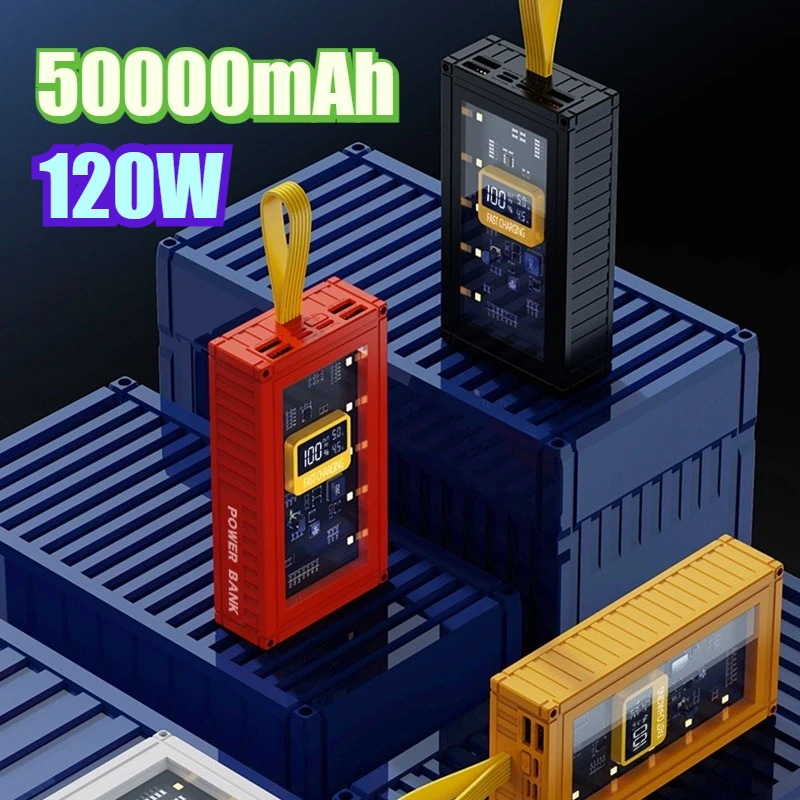 

Новый портативный внешний аккумулятор емкостью 50000 мАч, сверхбыстрая зарядка 120 Вт со светодиодной подсветкой для IPhone Huawei Xiaomi Samsung