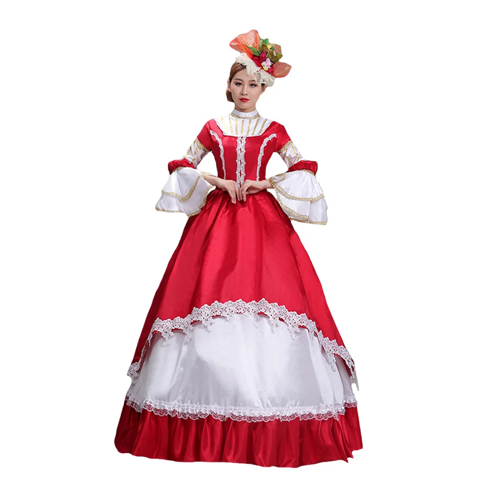 Luxury Women Red Medieval Renaissance Victorian Evening Dresses Medieval Renaissance Costumes Ball Gowns Dresses