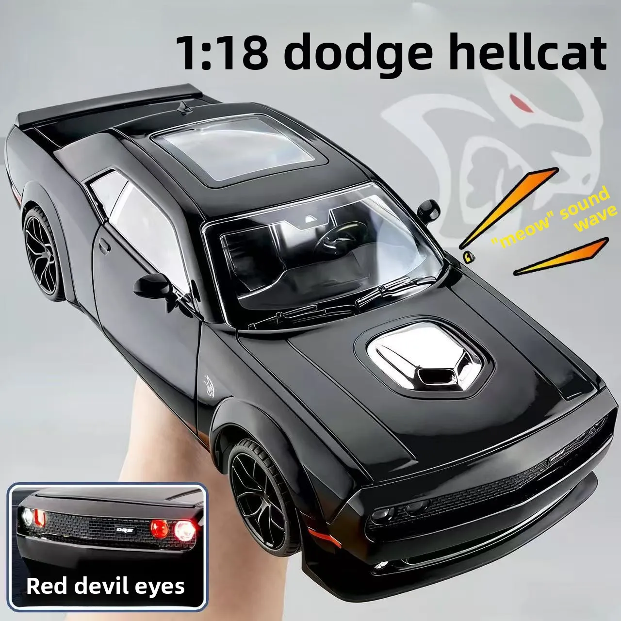 

1:18 Challenger Hellcat Alloy Diecast Model Car, Openable Doors, Toy for Kids, Adult Collection & Ornament, Festival Gift
