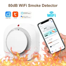 WiFi Fire Protection Smoke Sensor Alarm Detector Smart Life app and Tuya Smart app Control work with Alexa and Google assistant