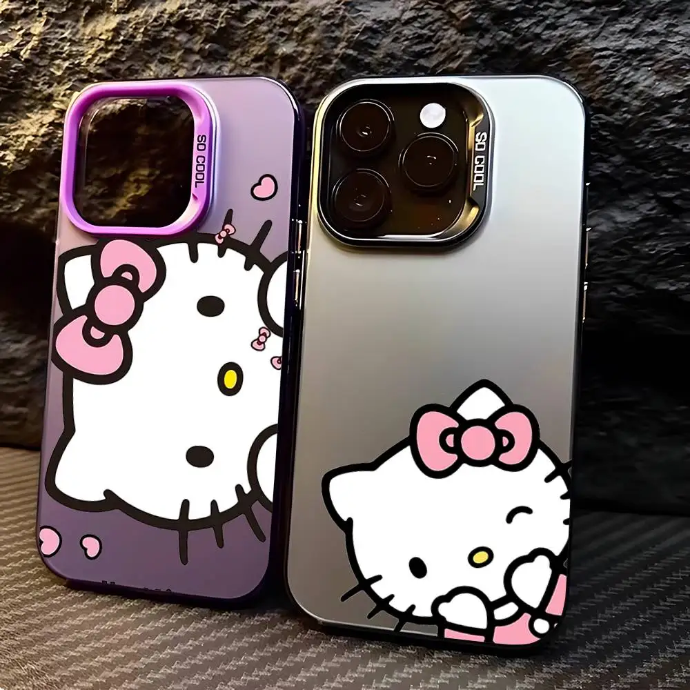 Süße Hello Kitty Handyhülle IPhone 16 15 14 13 12 11 Pro Max X XR XS MAX 8 7 Plus Candy Matte stoßfeste Rückseite