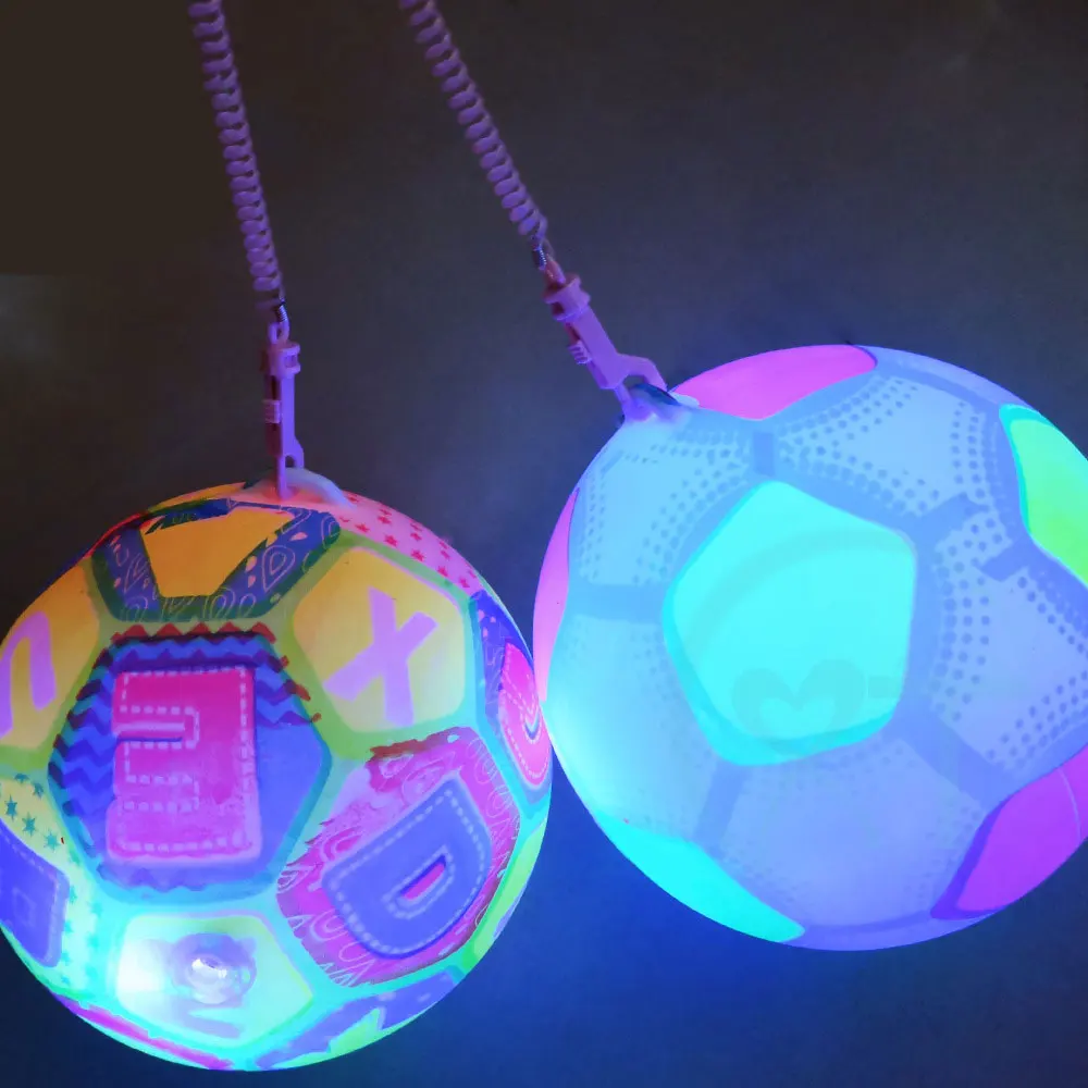 Portable Luminous Ball Flashing Sport Fitness Inflatable Throwing Bouncy Ball Rubber Parent-child Outdoor Interactive Games Toys