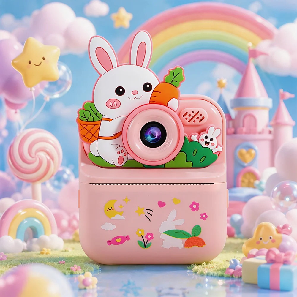 

New children's camera that can print photos directly, cartoon instant camera, high-definition dual-lens children's toy