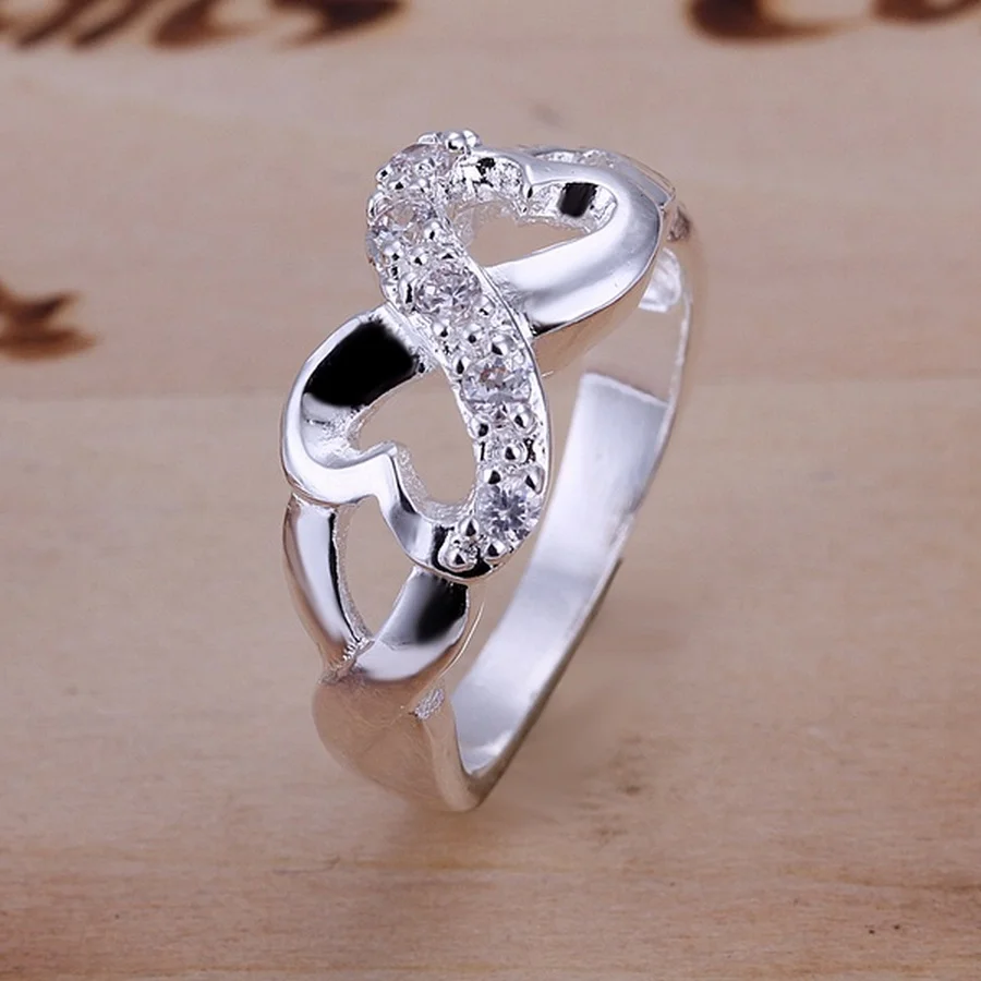 

Beautiful Charm 925 Sterling Silver Crystal Rings For Women Lady Wedding Heart Design Jewelry Pretty Nice Gifts Free Shipping