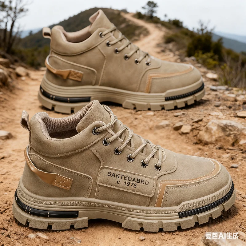 

Men's New High-Top Platform Minimalist Hiking Boots - Comfortable, Trendy Outdoor Fashion Sneakers for Trekking