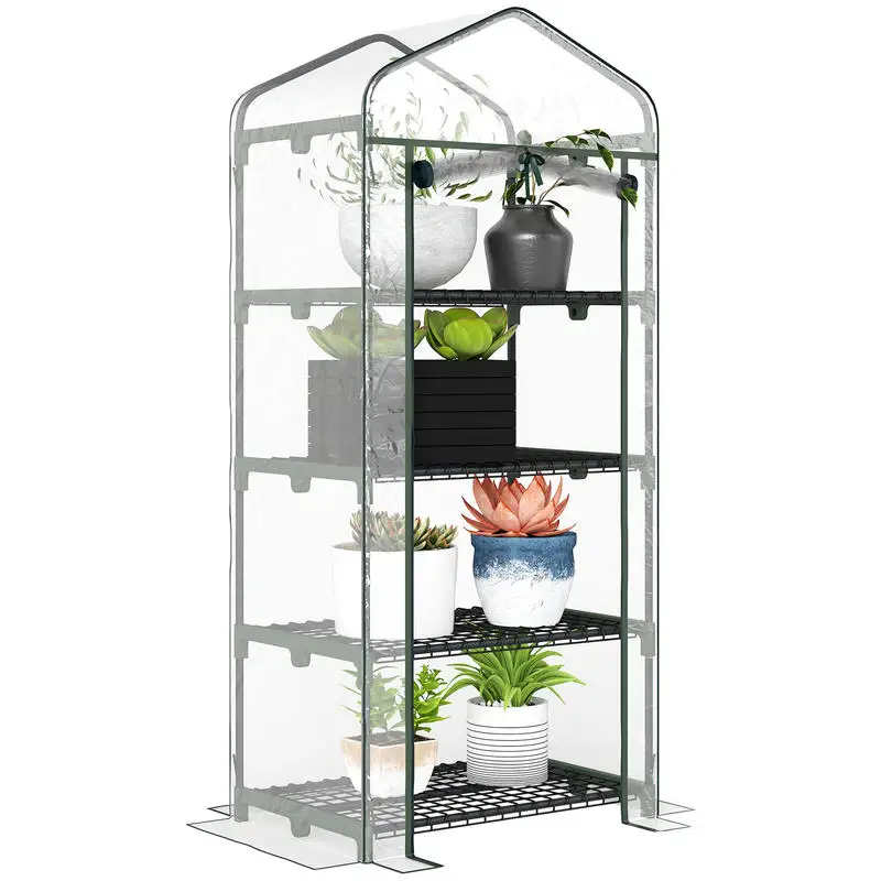 Foil greenhouse, hothouse, mini greenhouse, plant house, cold frame, 4 shelves, 70 x 50 x 160 cm, transparent