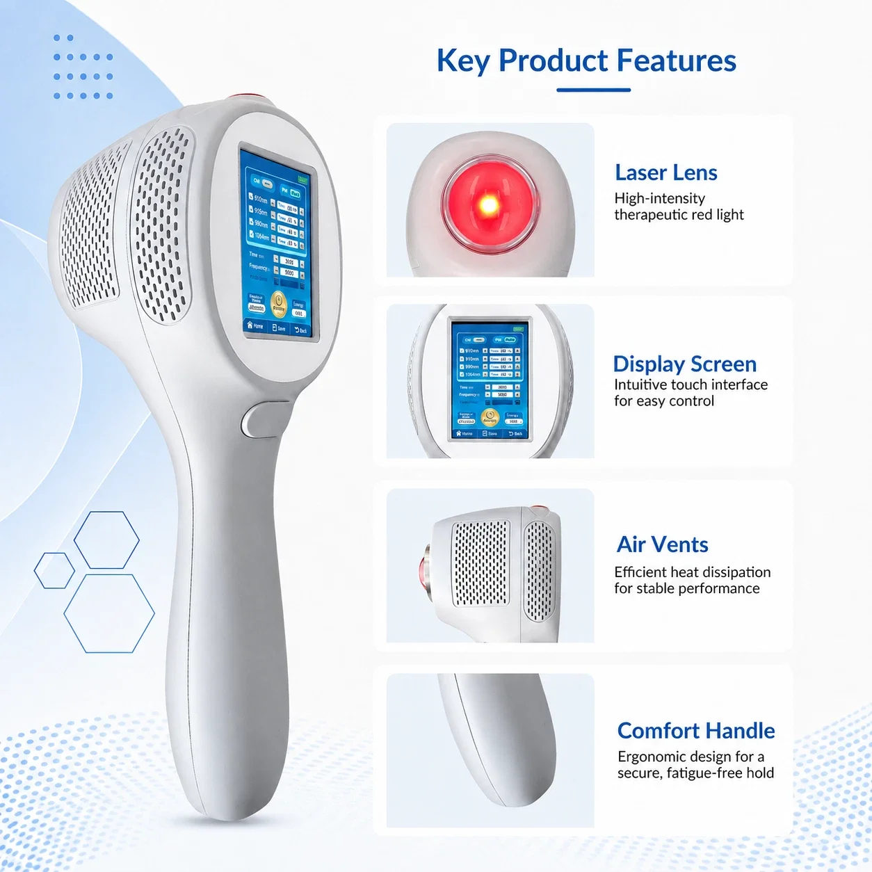 Professional 12W Clinic Grade Class IV Cold Laser Therapy Instrument 1-10000Hz Adjustable Relief Chronic Pain for Human Pets