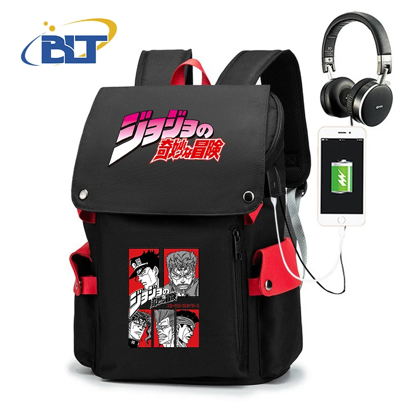 Jojo Bizarre Adventure anime schoolbag youth usb backpack large capacity outdoor travel bag