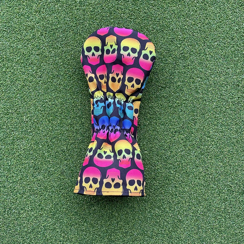 Colored Skulls Canvas Golf Woods Headcovers 135U Covers For Driver Fairway hybird Putter  Clubs Heads