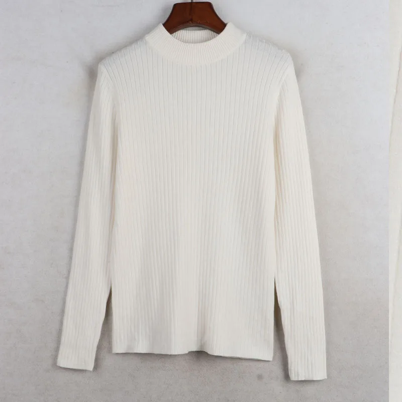 

Sunine Home Autumn Winter New Women's Mid-Round Ne Elastic Long Sve Sweater Base Knittedwear Large Size Sweet Sle