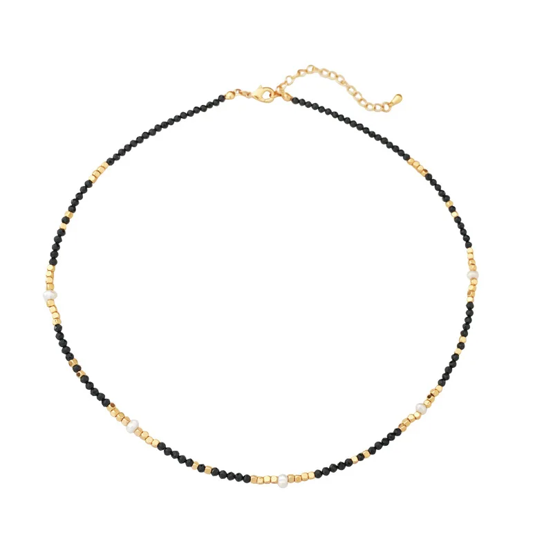 Bilandi Fashion Jewelry One Layer Vintage Temperament Gold Color Black Bead Necklace For Women Girl Hot Sale Accessories