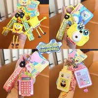 SpongeBob Patrick Star Key Chain Cartoon Anime Key Ring Puzzle Calculator Creative Backpack Pendant Chains Children CuteToy Gift