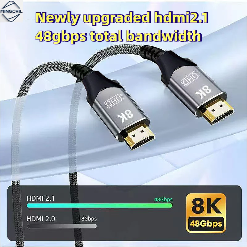 

MINGCVIL 8K 60Hz 48Gbps HDMI-compatible Cable 1.5m 1m 2m 3m HDMI-compatible 2.1 Cable 4K 120Hz HDR 3D Effect Video for HDTV PC