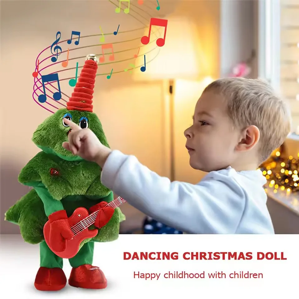 Christmas Tree That Can Dance And Sing Electric Plush Funny Toys Electric Blowing Saxophone Santa Dancing Xmas Gifts For Kids