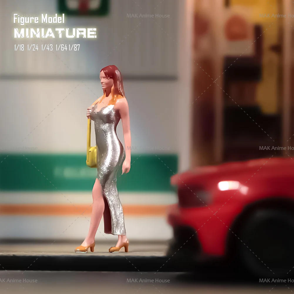 المنمنمات 1/87 1/64 1/43 1/24 1/18 الشكل مثير عصري فستان ضيق دمى الجمال نموذج مشهد المنزل حلية الدعامة سيارات لعب