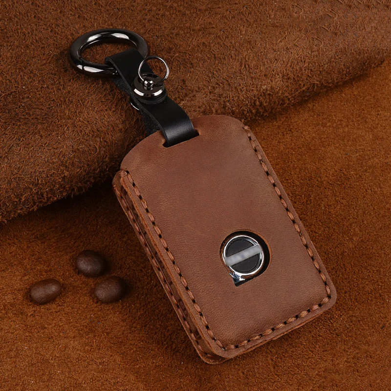 1 Pcs Leather Car Key Cover For Volvo XC40 XC60 S90 XC90 V90 T5 T6 T8 Auto Key Protect Cover  Key Chain Car Key Case Car Styling