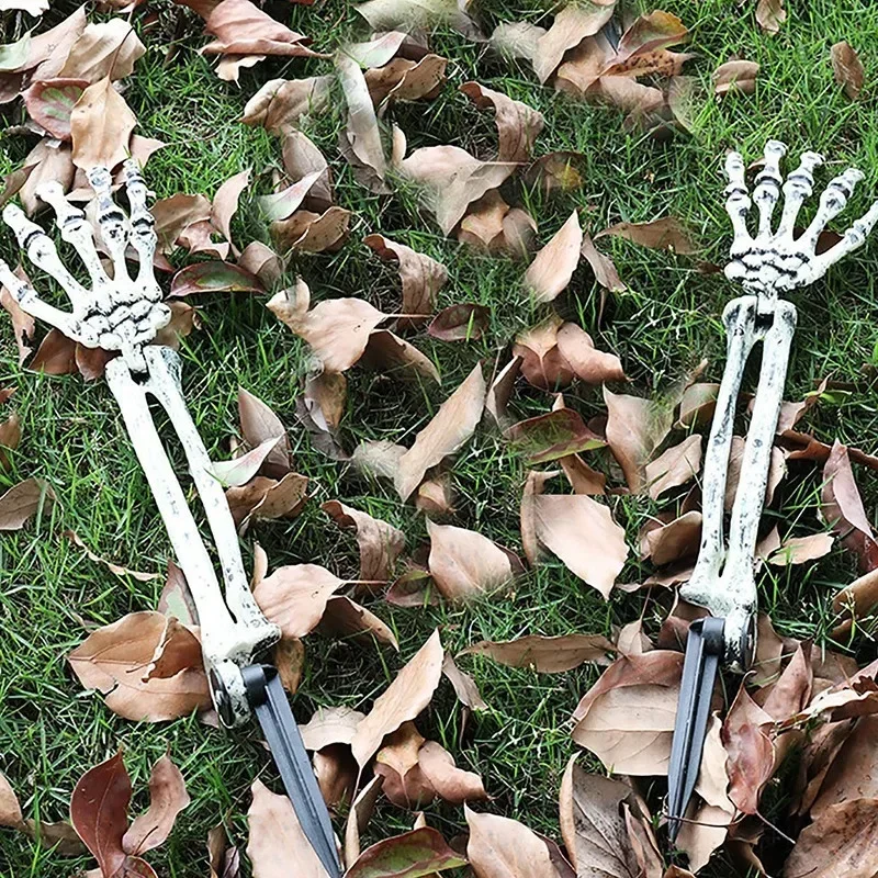 1-4pcs Halloween Imitation Hand Bone Skeleton Halloween Yard Floor Inserted Ghost Hand Hand Bone Ghost Festival Dress Up Props