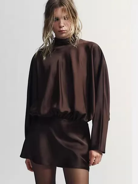 ZBZR Quali Silk Satin Scarf Ele ort Dr Winter 2025 Women's Faionable Ethnic Costume Stage Performance Gown