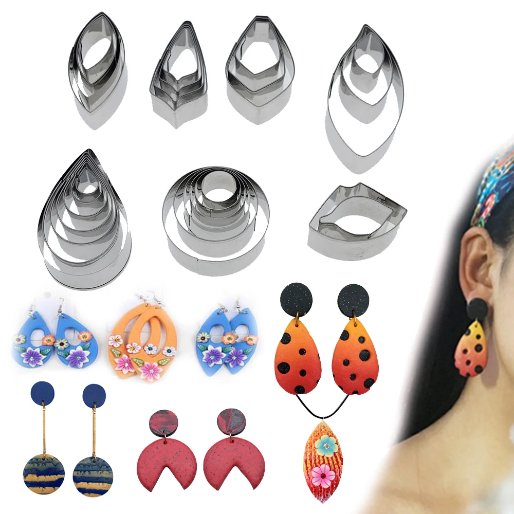 More Shape Polymer Clay Cutter for DIY Jewelry Earring Dangle Drop Pattern Metal Cutting Mold Pottery Tools Craft Art Supply