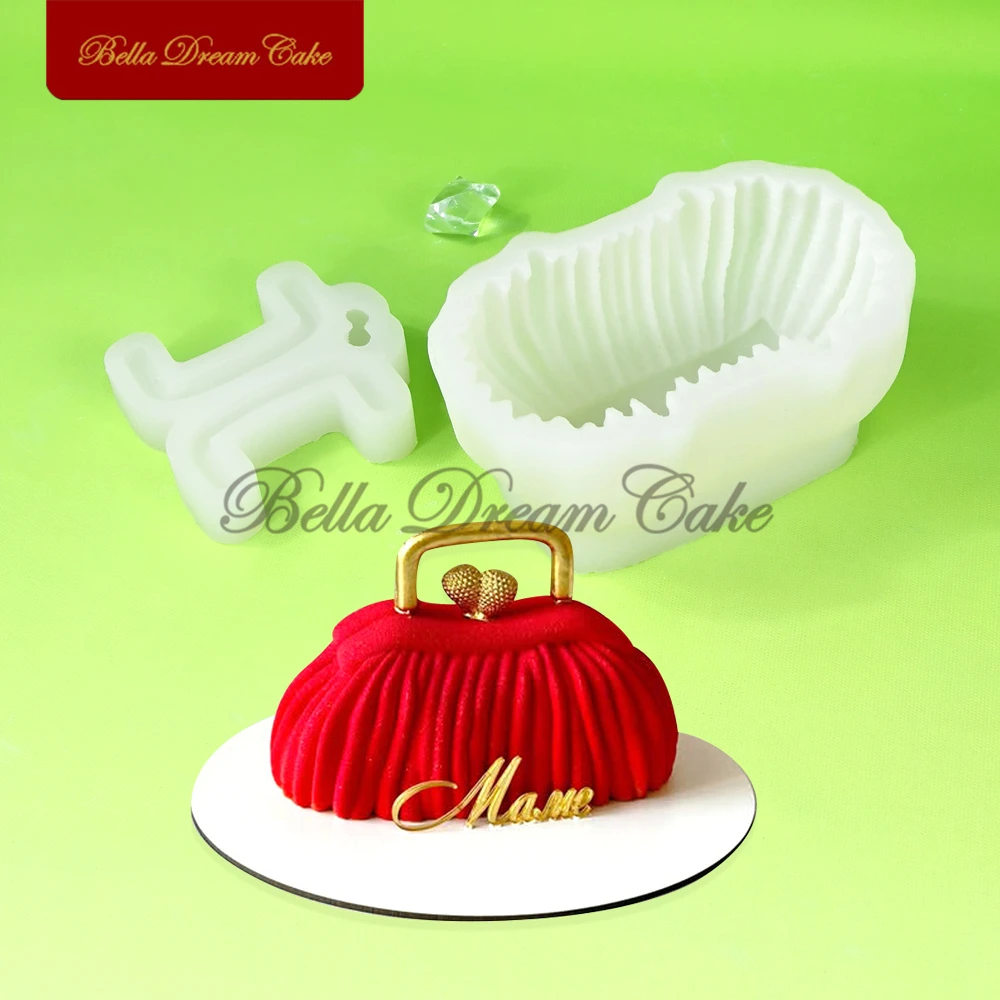 2 pçs/set moda bolsa design silicone mousse molde 3d sobremesa molde de chocolate diy vela moldes ferramentas de decoração do bolo bakeware