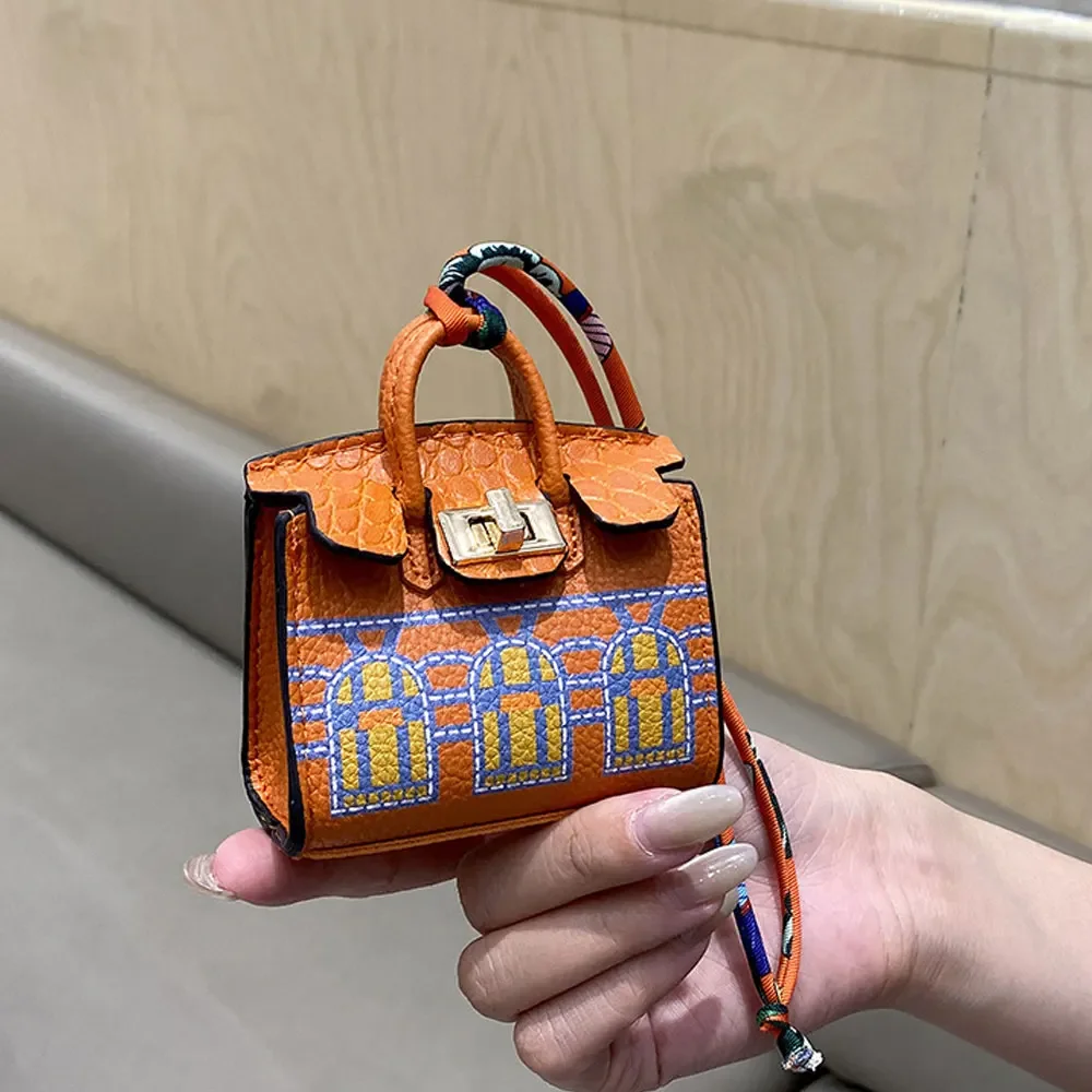 NEW 2024 Mini Bag Pendant Crocodile Pattern Exquisite Change Bag Pendant High End Earphone Bag Red Mouth Charter Key Buckle