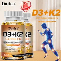 Vitamin D3 + K2 Capsules - Organic Coconut Oil - Regulates Calcium Absorption and Supports Healthy Bone, Heart & Immune Function