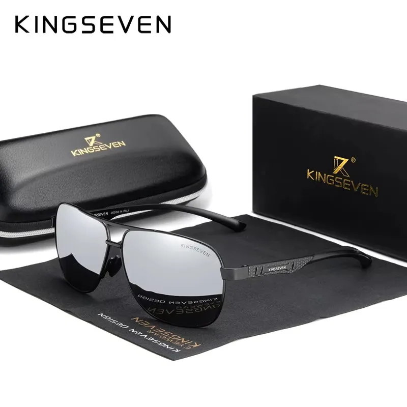 KINGSEVEN 2024 Marke Männer Aluminium Sonnenbrille Polarisierte UV400 Spiegel Männliche Sonnenbrille Frauen Für Männer Oculos de sol 5