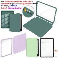 Para Kindle Paperwhite 12th Gen 7 ""funda acrílica desmontable 2 en 1 Wake/Sleep PU cuero Colorsoft Signature Edition 2024 SA568B