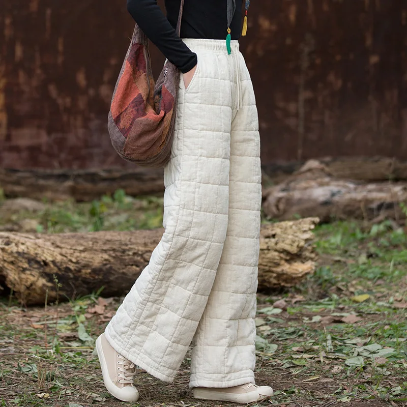 السراويل الشتوية المتعثرة 2025: اللحف المدقق، رامي الكتان والنمط الفني. #3