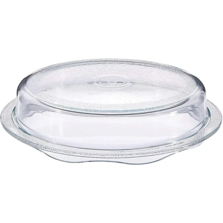 

2in1 Cover n Cook Vented Glass Microwave Plate Cover and Baking Dish; Easy to Grip for Baking and Serving