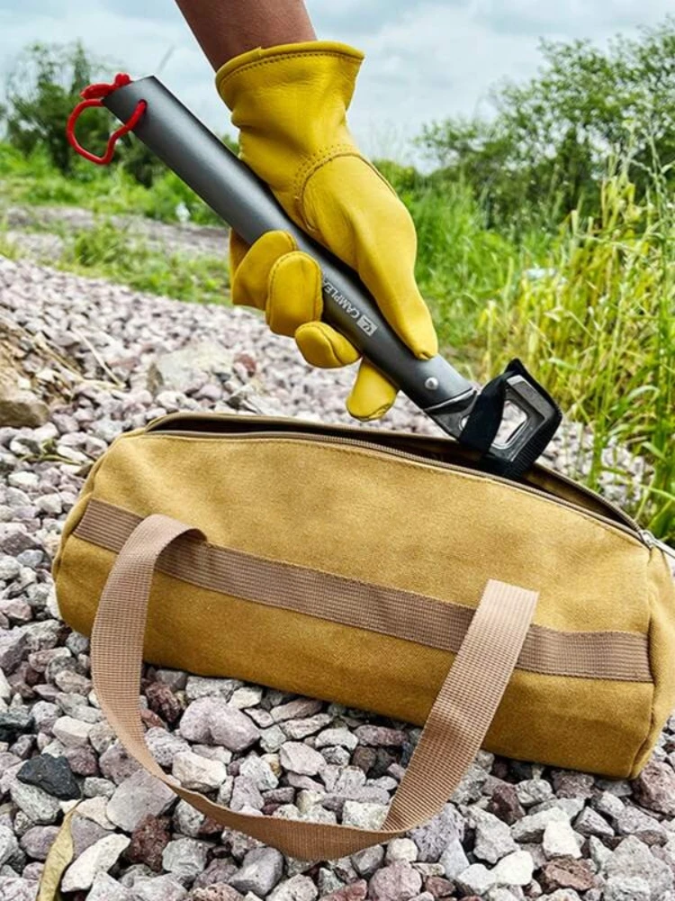 1pc Canvas Outdoor Tent Peg Tool Storage Bag For Camping Accessories Organizer