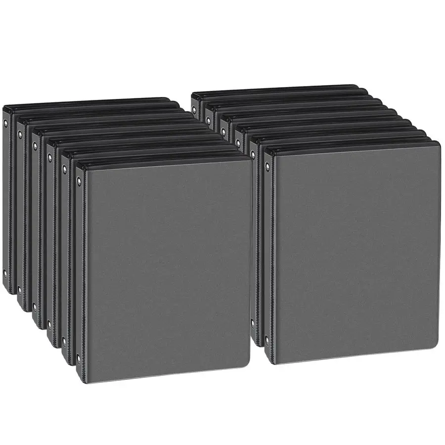 

Round Ring Binder, Durable 1 2 3 Ring Binder Fit Letter Size Paper, Presentation View Binders, Black,12Pack