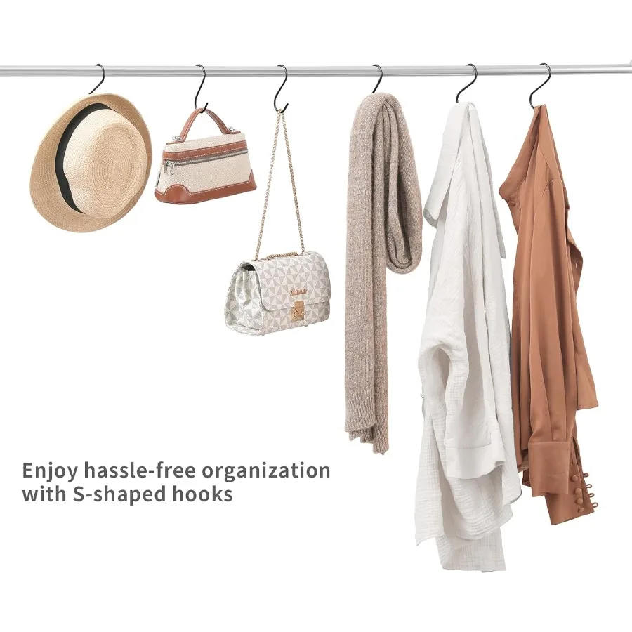 6 عبوات من خطافات شديدة التحمل 3.5 Ih خطافات معدنية سوداء لتعليق أدوات المطبخ وأواني الملابس وأكياس المناشف والنباتات