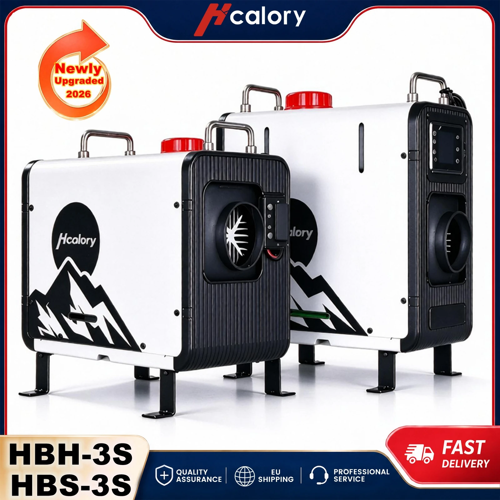 Chauffage d'appoint diesel portable HCALORY HBH-3S HBS-3S 8KW 12V/24V avec application Bluetooth, télécommande LCD, 10 niveaux de température, adaptatif à l'altitude, démarrage/arrêt automatique pour camping-car, voiture, camion, bateau, fourgonnette