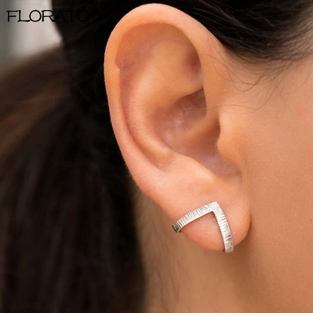 Minimalist 925 Sterling Silver Ear Needle Stud Earrings For Women Triangle Earrings Geometric Earring hypoallergenic Jewelry