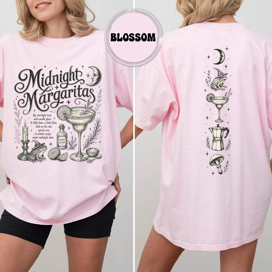 Midnight Margaritas Practical Magic Inspired Witchy Halloween Shirt Short Sleeve T-shirts for Summer Unisex All-Season view 3
