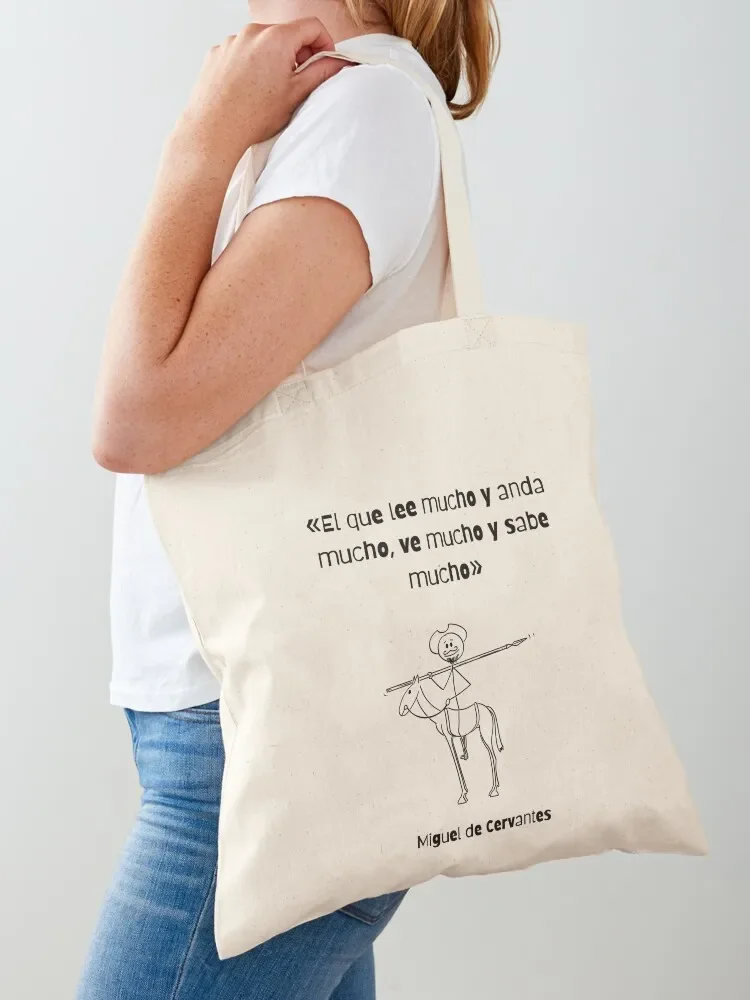 Miguel de Cervantes - He who reads a lot and walks a lot, sees a lot and knows lot Tote Bag eco pack Beach bag Tote Bag