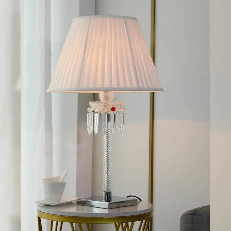 Nordic Simple Family Living Room Bedroom Reading Desk Light White LED Crystal Home Stay Hotel Decorative Table Lamp Height 65CM