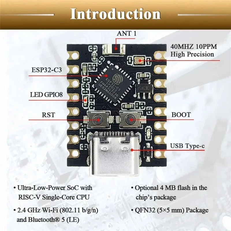 ESP32-C3 mini mala rozvoj deska ESP32 supermini rozvoj deska ESP32-C3 rozvoj deska WIFI Bluetooth rozlet deska