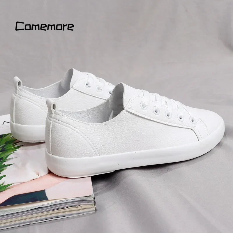 Fashion New Soft Leather Shoe Ladies Lace Up White Black Flats Men Sneakers Moccassin Spring Autumn Women Oxford Flat Shoes 40