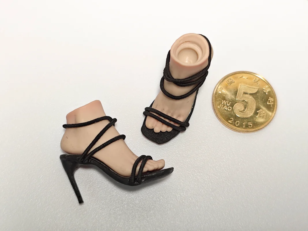 صنادل بكعب عالٍ بحزام رفيع لجندي أنثى بمقياس 1/6 لـ 12 بوصة Worldbox/Tbl