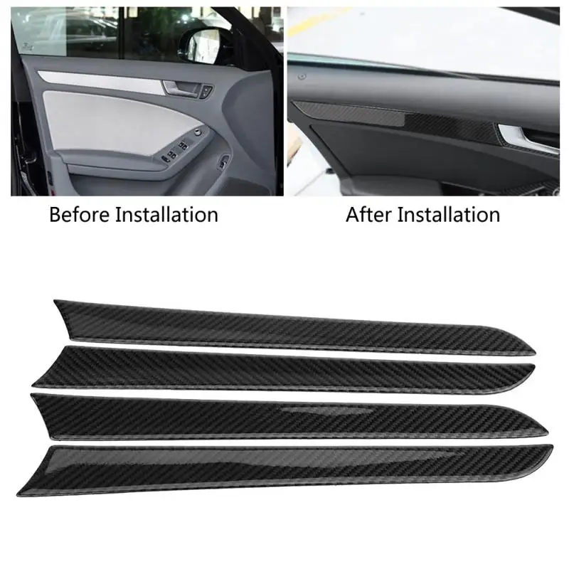 4 Pcs Car Door Side Carbon Fiber Decorative Cover Trim Frame for Audi A4 B8 2007-2016 Car Accessories Styling