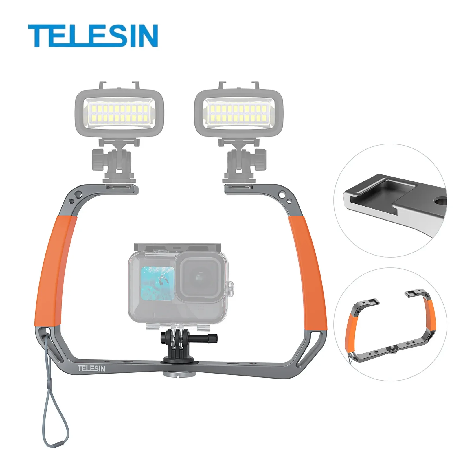 

TELESIN Diving Underwater Stabilizer for GoPro Hero 13 12 11 10 9 8 7 DJI OSMO Action 5 4 3 Insta360 Double-Arm Handheld Mount