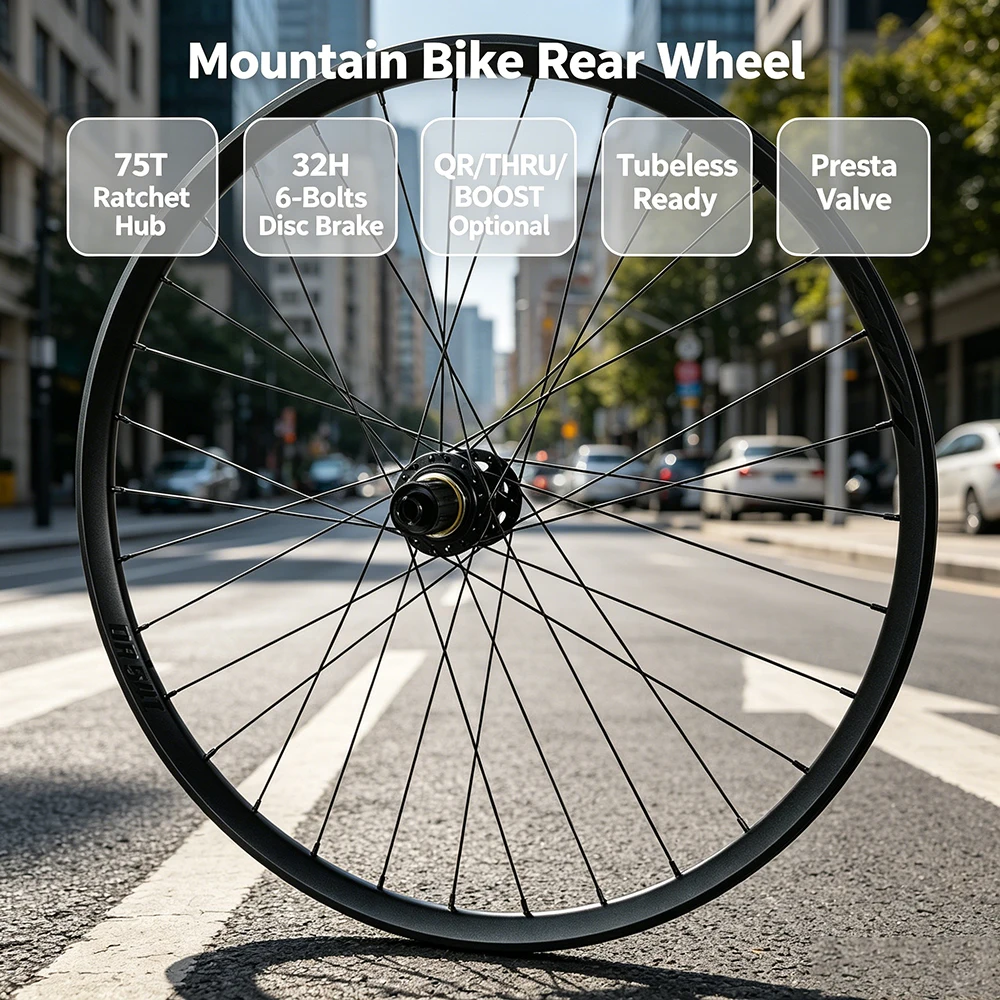 Pasak Mtb Rear Wheel 32H 6-Bolts Disc Brake 75T Ratchet Tubeless Ready 12s Hub Driver HG MS XD Interconvert QR THRU BOOST