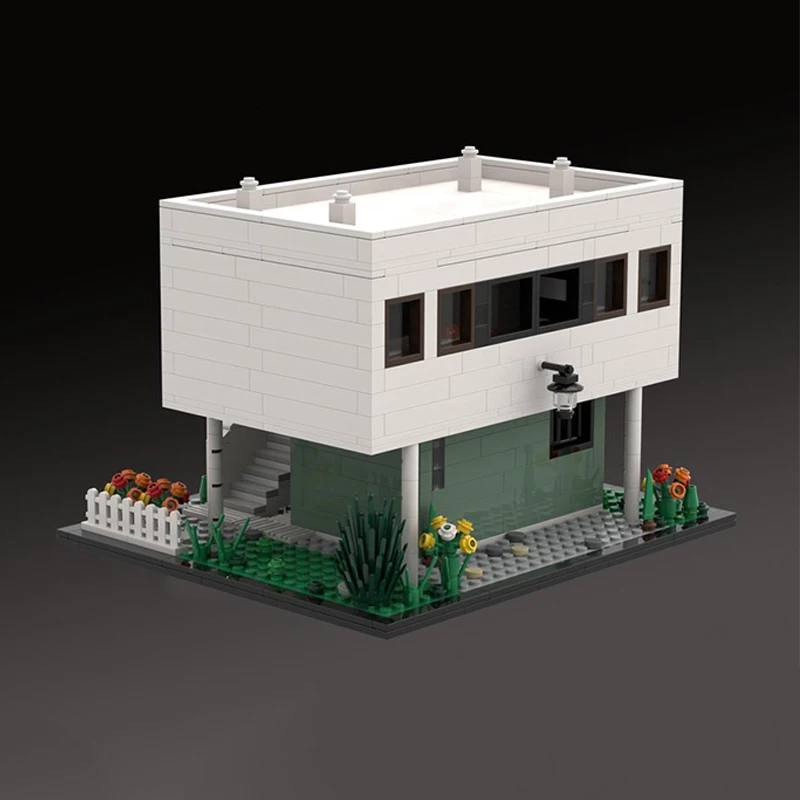 965 ชิ้น MOC ชาวสวนบ้านของวิลล่าซาโวยคลาสสิกสถาปัตยกรรมศิลปะจำลอง DIY ชุดอาคารบล็อกของเล่นวันเกิดของขวัญ