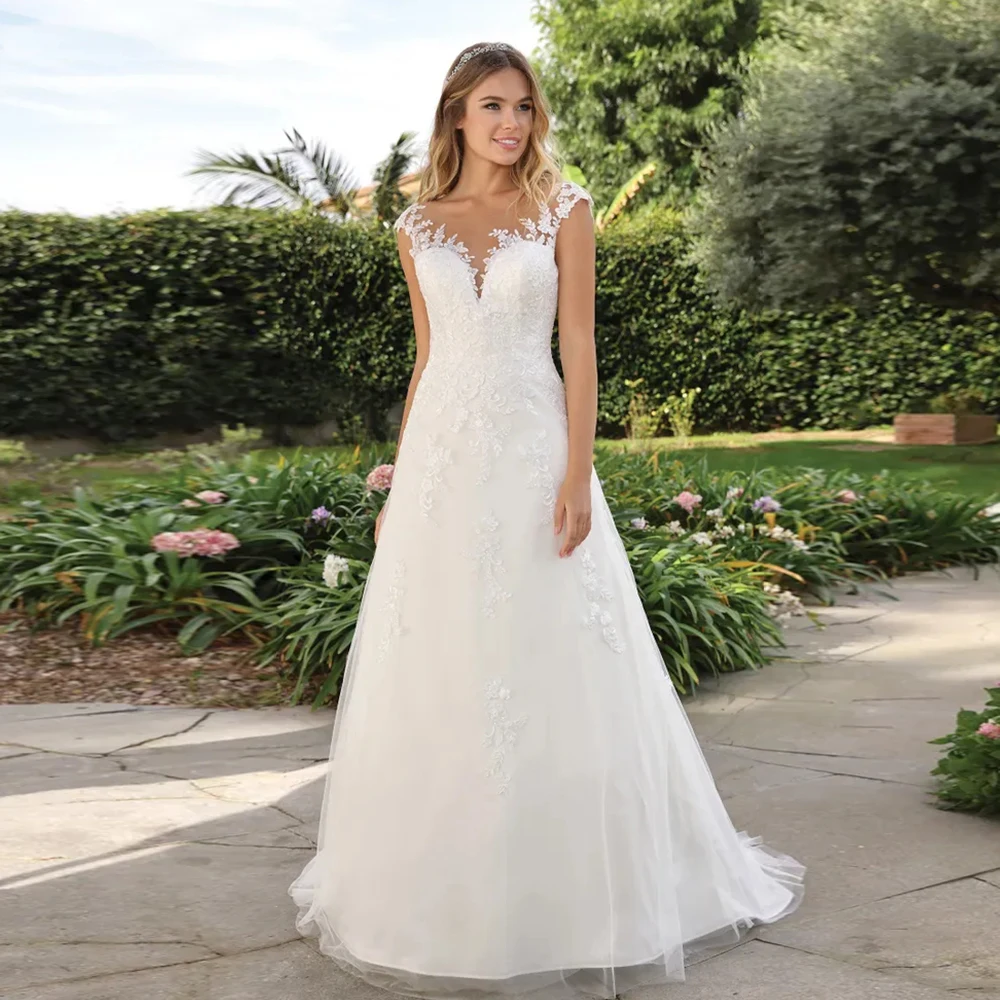 

Charming Beach A Line Wedding Dresses for Princess 2024 Summer Sleeveless Strapless Bridal Gowns Soft Tulle New Vestido De Novia